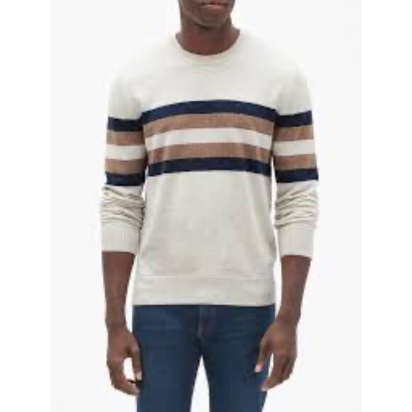 GAP Pullover Sweater Men's Size XL Brown Black Stripes  on Beige Sleeves - Picture 1 of 8